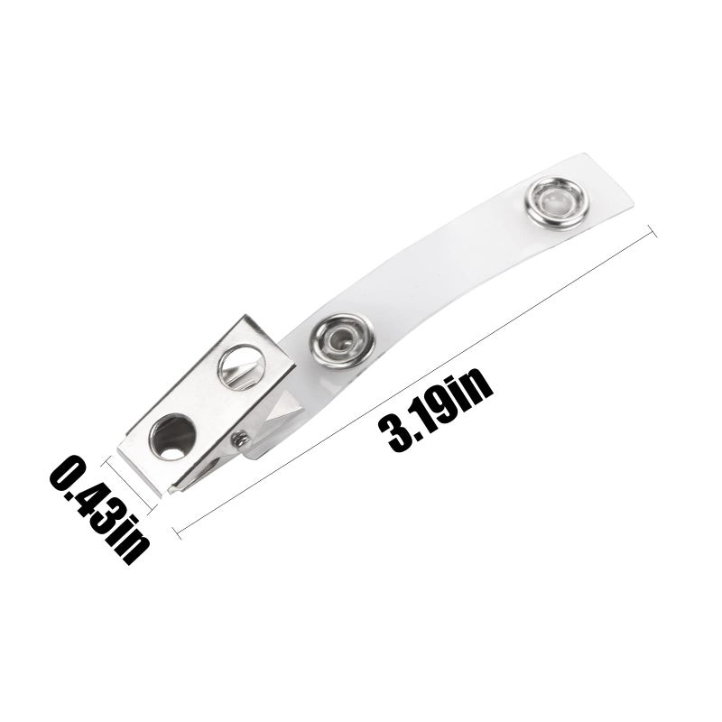 CABAX 30 Pcs Double Hole Metal Badge Clips with PVC Straps, ID Strap Clip Adapter ID Badge Clips for Badge Holders,Office,School, Clear - Image 2